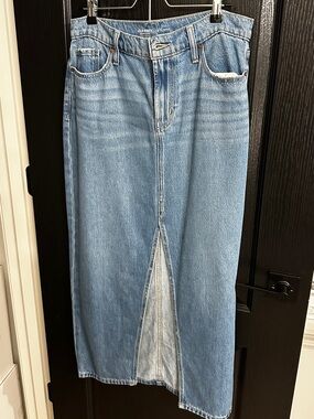 Old Navy Light Blue Denim Midi Skirt with Front Slit